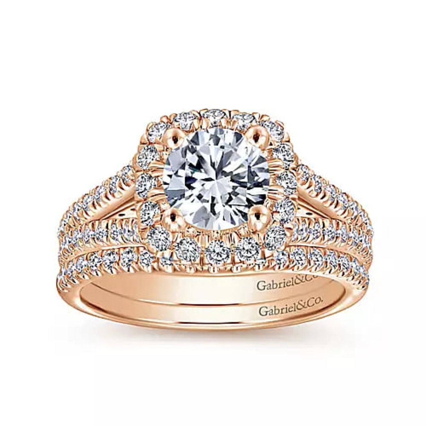 Gabriel & Co. "Perennial" Cushion Halo Diamond Engagement Ring