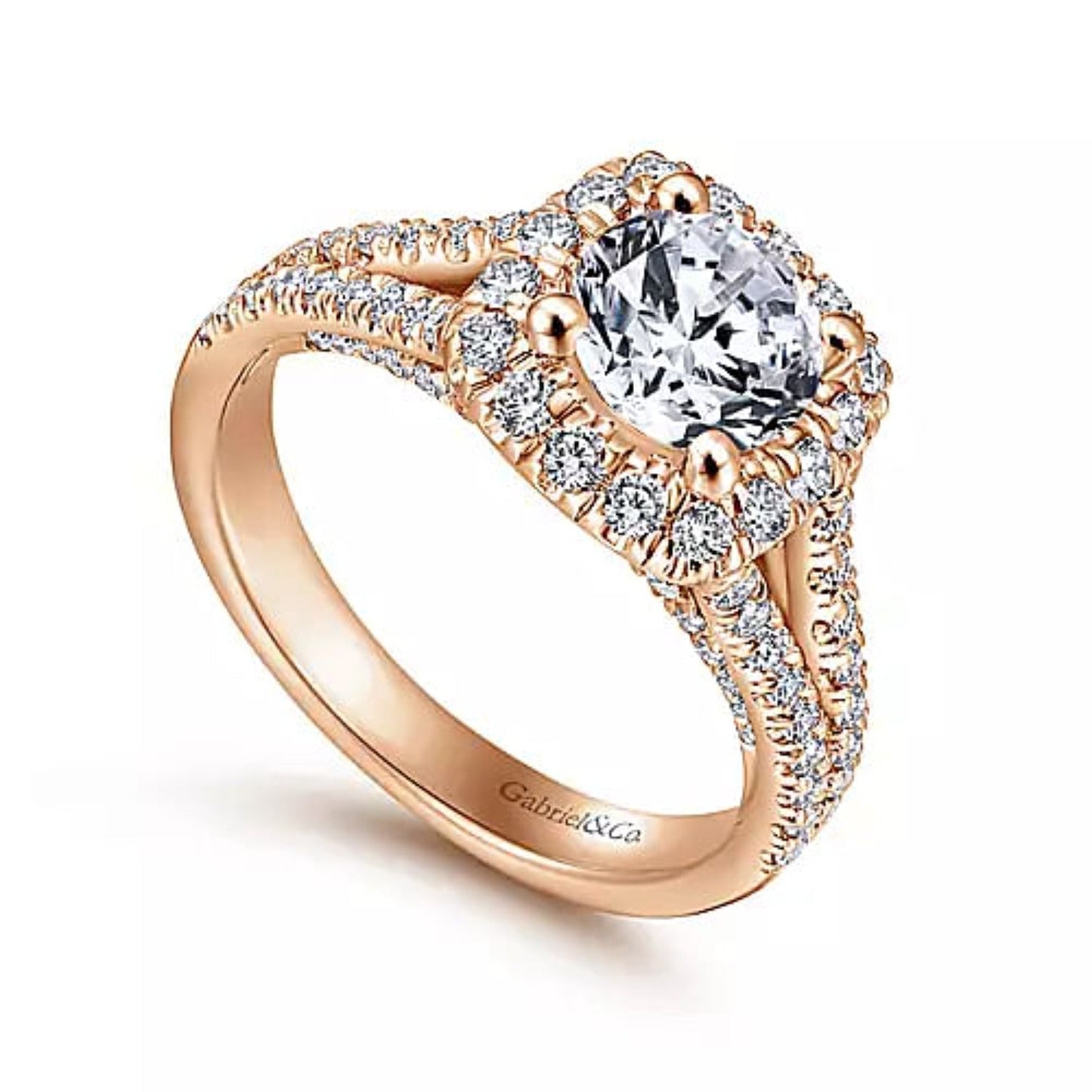 Gabriel & Co. "Perennial" Cushion Halo Diamond Engagement Ring