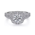 Gabriel & Co. "Perennial" Cushion Halo Diamond Engagement Ring