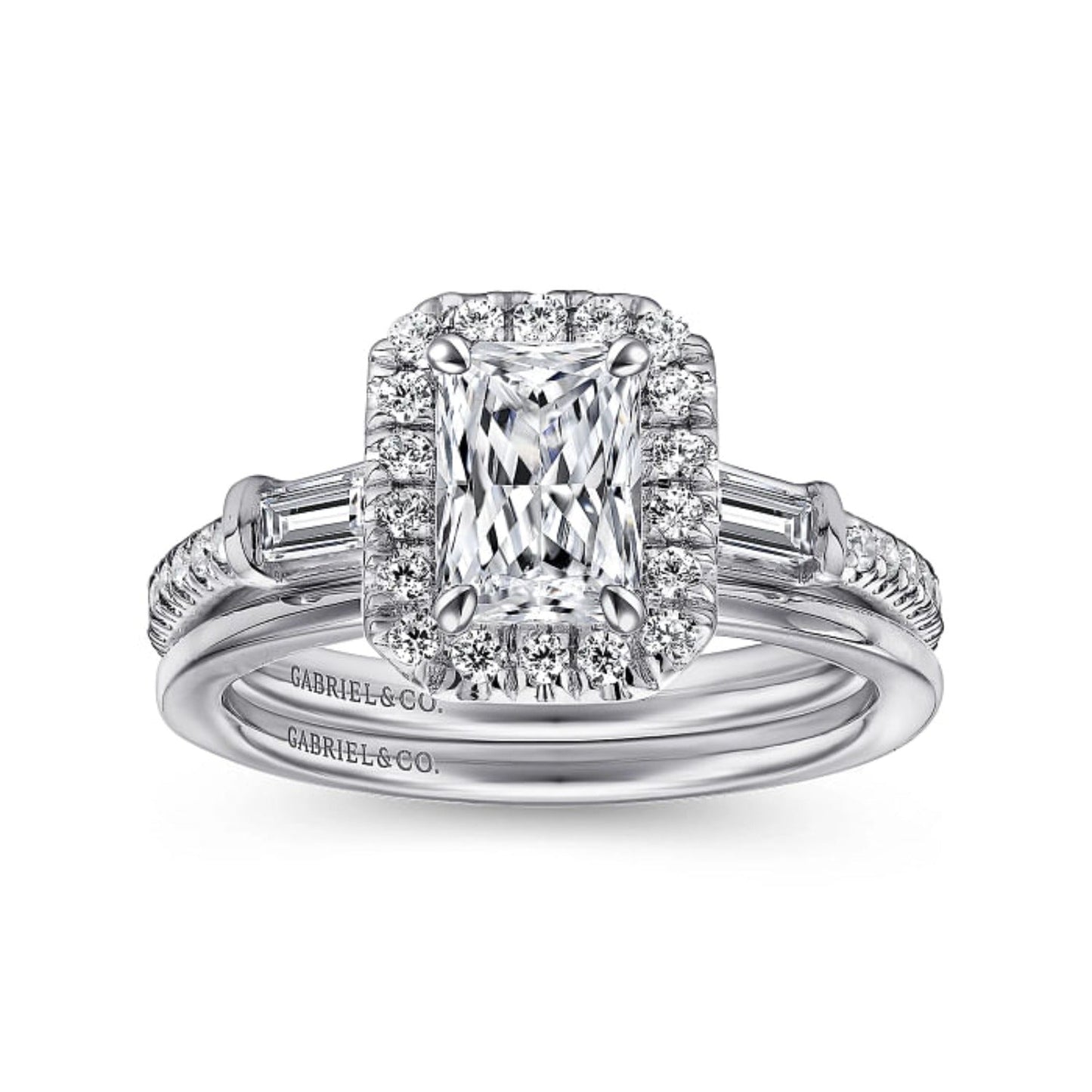 Gabriel & Co. "Raveena" Three Stone Diamond Engagement Ring