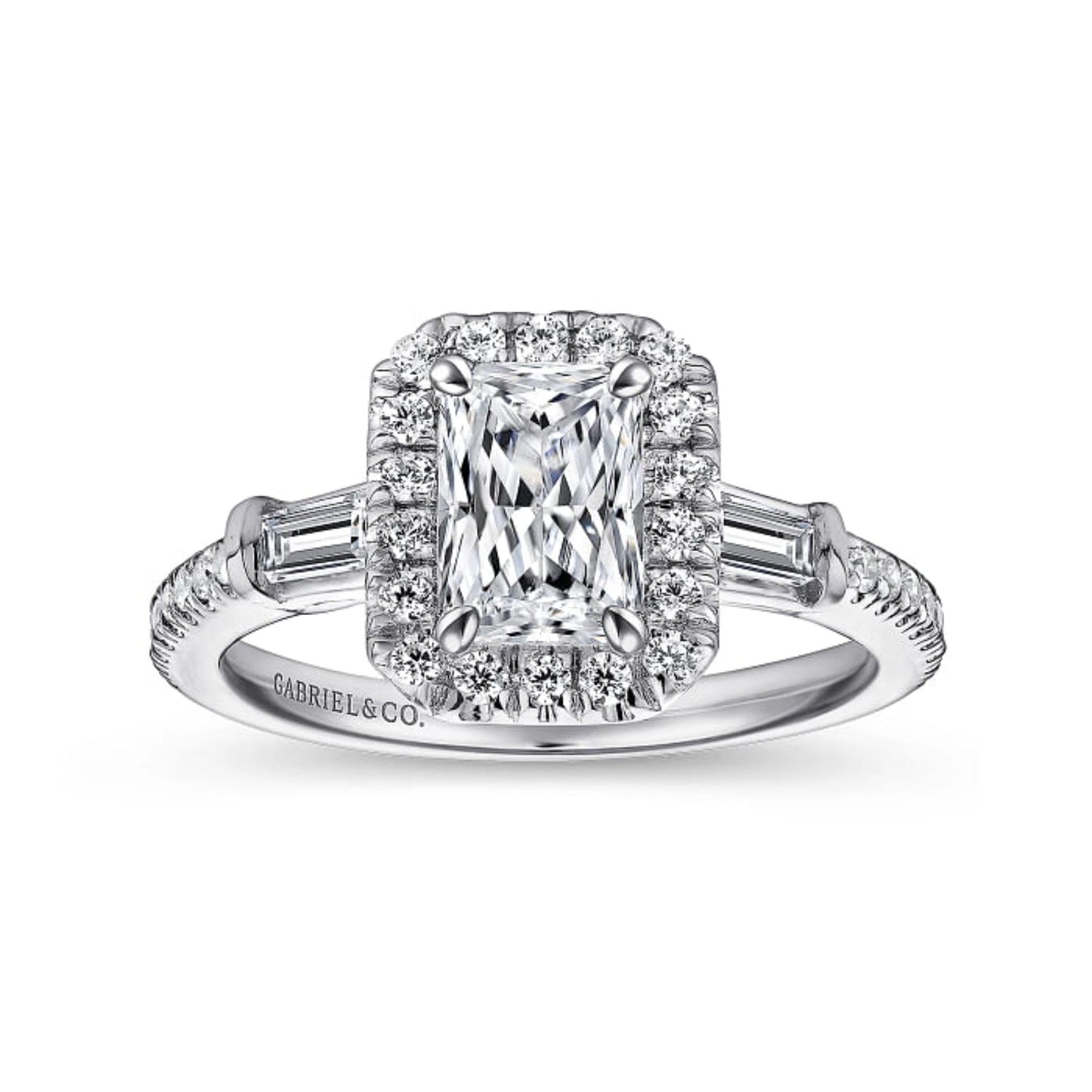 Gabriel & Co. "Raveena" Three Stone Diamond Engagement Ring