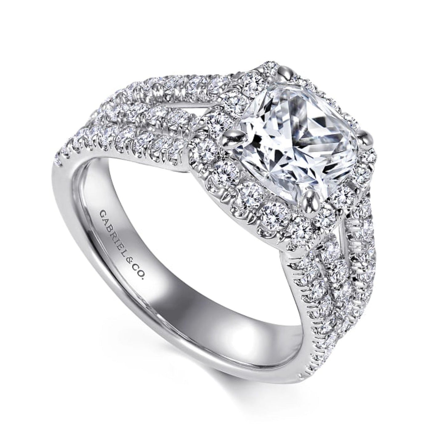 Gabriel & Co. "Sabrina" Halo Three Row Diamond Engagement Ring