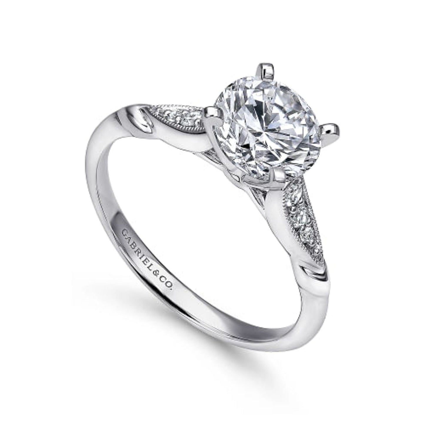 Gabriel & Co. Sculptured Shoulder Diamond Engagement Ring