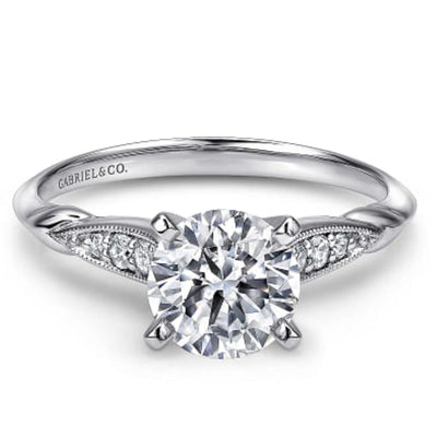 Gabriel & Co. Sculptured Shoulder Diamond Engagement Ring