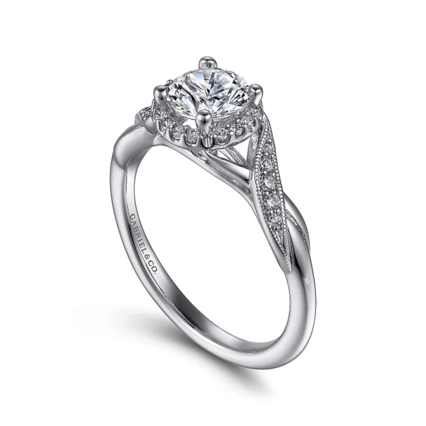 Gabriel & Co. "Shae" Crossover Halo Diamond Engagement Ring