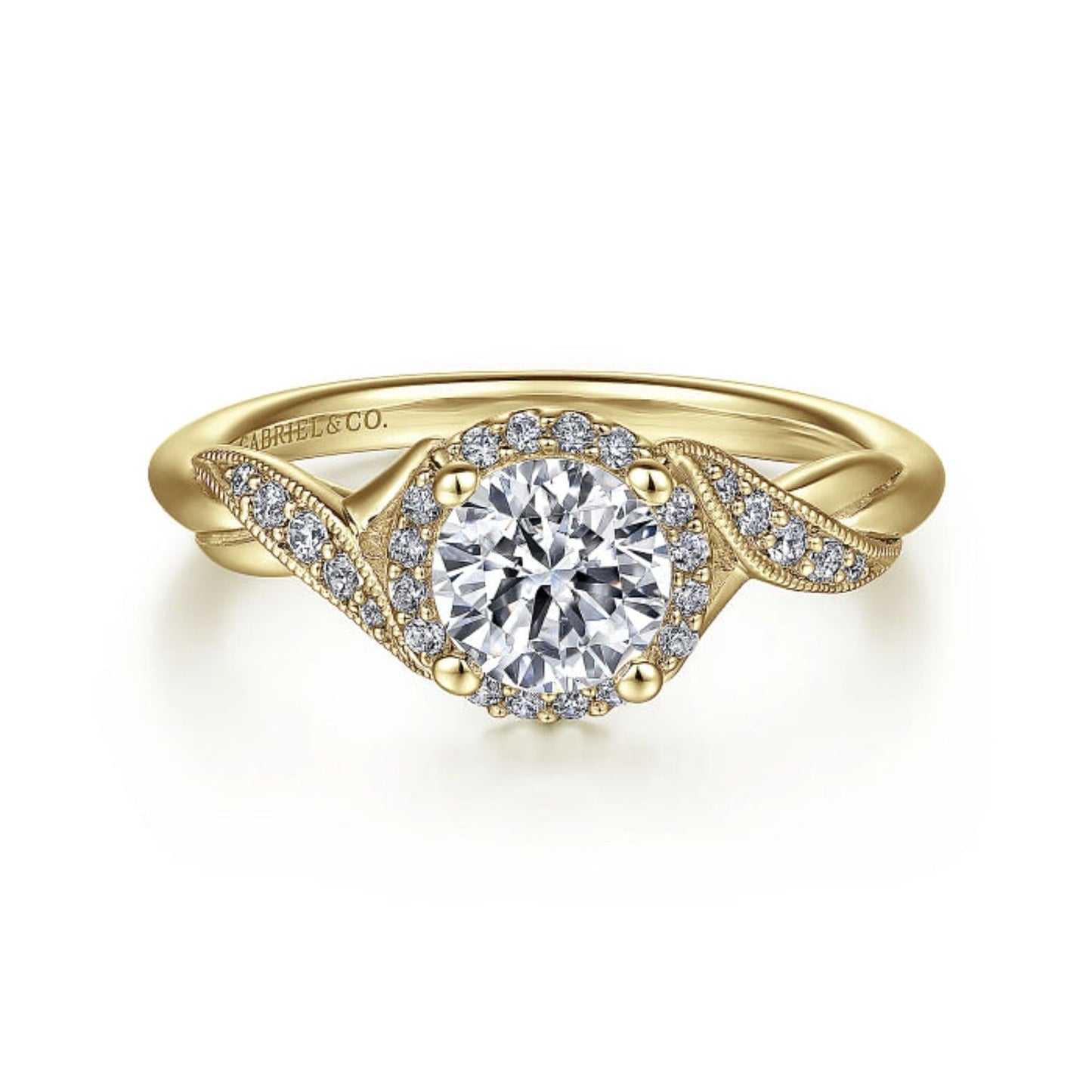 Gabriel & Co. "Shae" Crossover Halo Diamond Engagement Ring