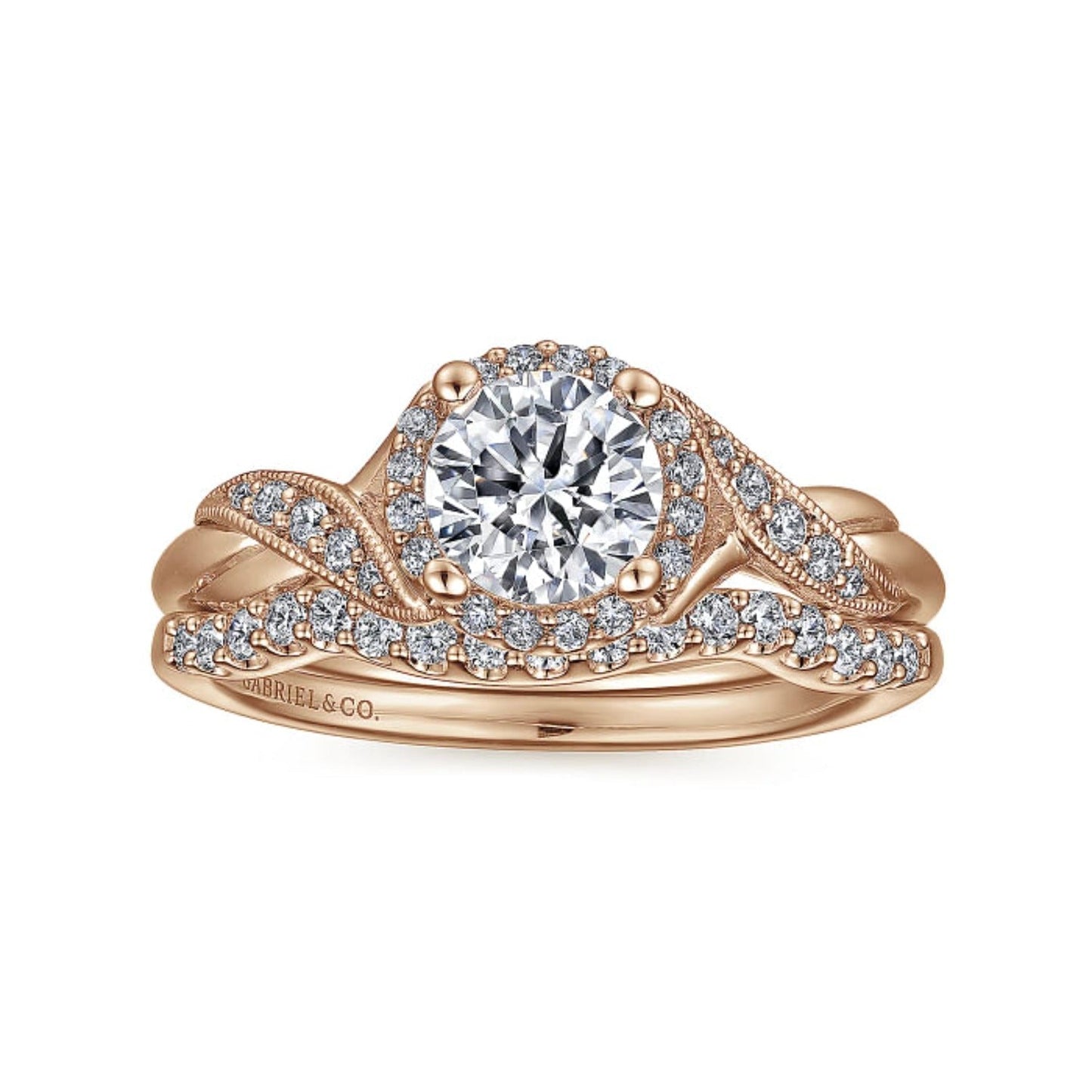 Gabriel & Co. "Shae" Crossover Halo Diamond Engagement Ring