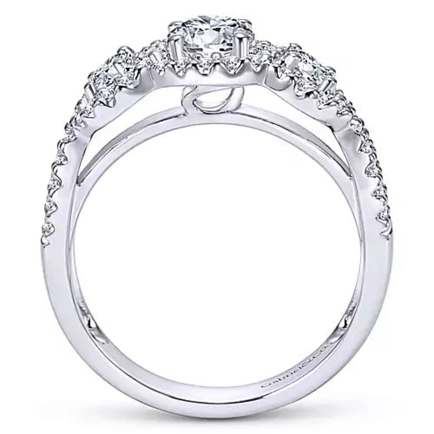 Gabriel & Co. Three Diamond Halo Engagement Ring