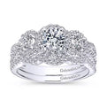 Gabriel & Co. Three Diamond Halo Engagement Ring