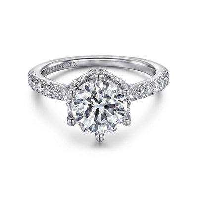 Gabriel & Co."Genoa" Halo Six Prong Diamond Engagement Ring