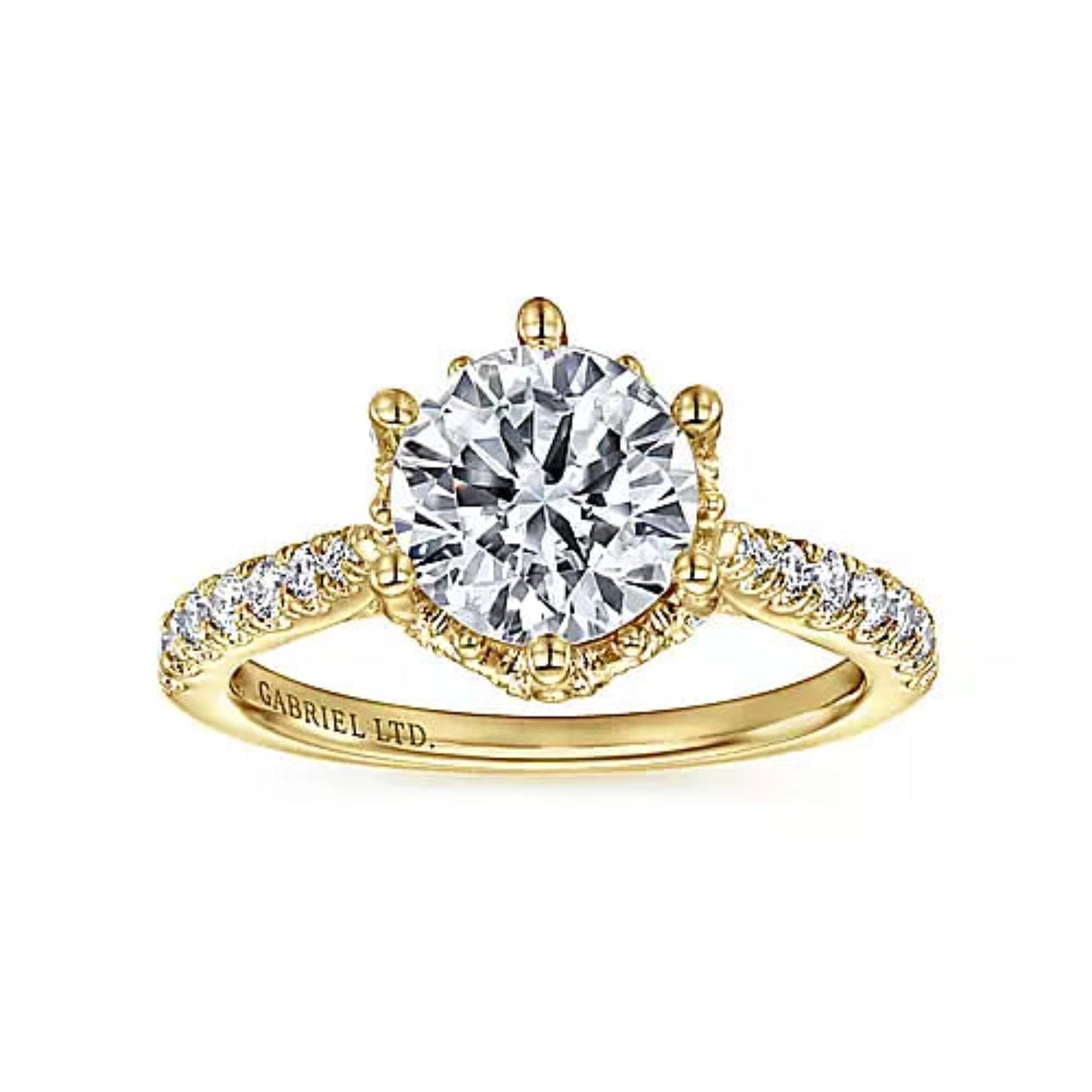 Gabriel & Co."Genoa" Halo Six Prong Diamond Engagement Ring