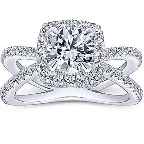 Gabriel "Delphinia" Cushion Halo Split Shank Diamond Engagement Ring