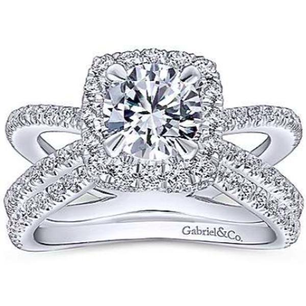 Gabriel "Delphinia" Cushion Halo Split Shank Diamond Engagement Ring