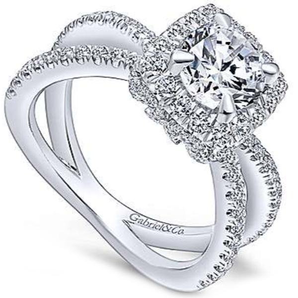 Gabriel "Delphinia" Cushion Halo Split Shank Diamond Engagement Ring