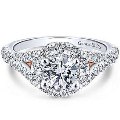 Gabriel "Fiona" Split Shank Diamond Halo Engagement Ring