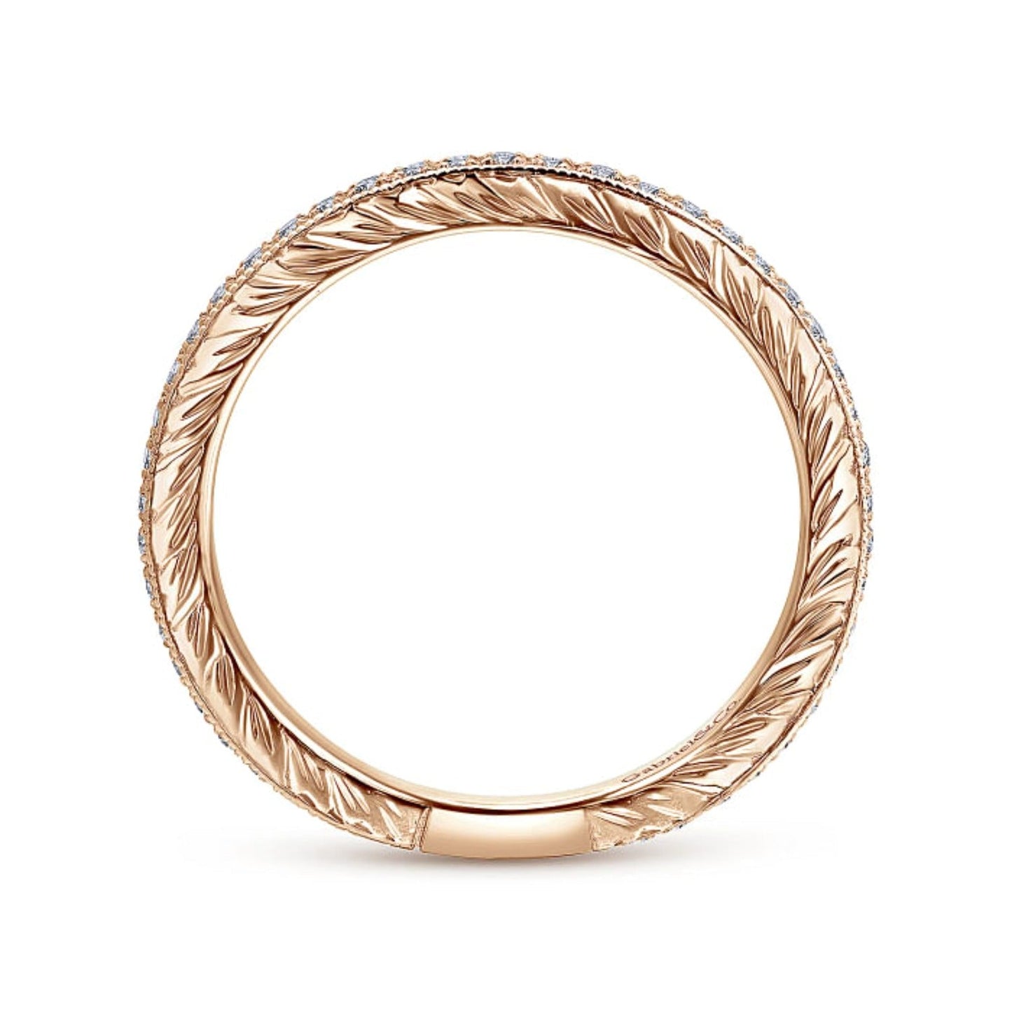 Gabriel & Co. Hand Carved Stackable Wedding Band