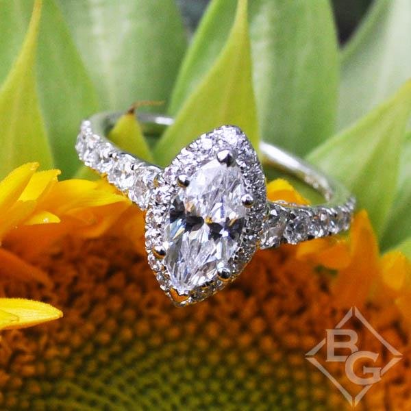 Gabriel "Hazel" Marquise Halo Diamond Pave Engagement Ring