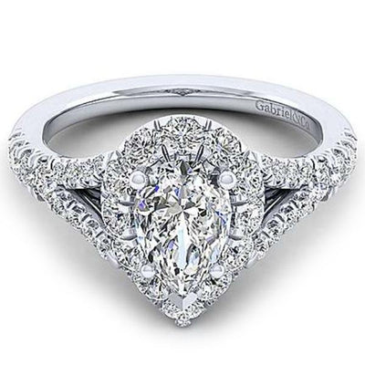 Gabriel "Juliana" Pear Halo Diamond Pave Engagement Ring