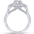 Gabriel "Lavender" Three Diamond Halo Engagement Ring