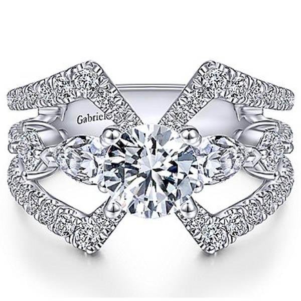 Gabriel "Lina" Wide Split Shank Diamond Engagement Ring