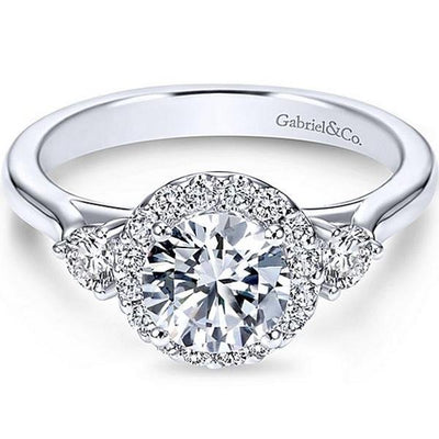 Gabriel "Noelle" Three Stone Halo Diamond Engagement Ring