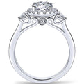 Gabriel "Noelle" Three Stone Halo Diamond Engagement Ring