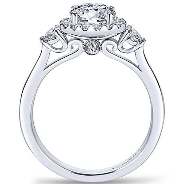 Gabriel "Noelle" Three Stone Halo Diamond Engagement Ring