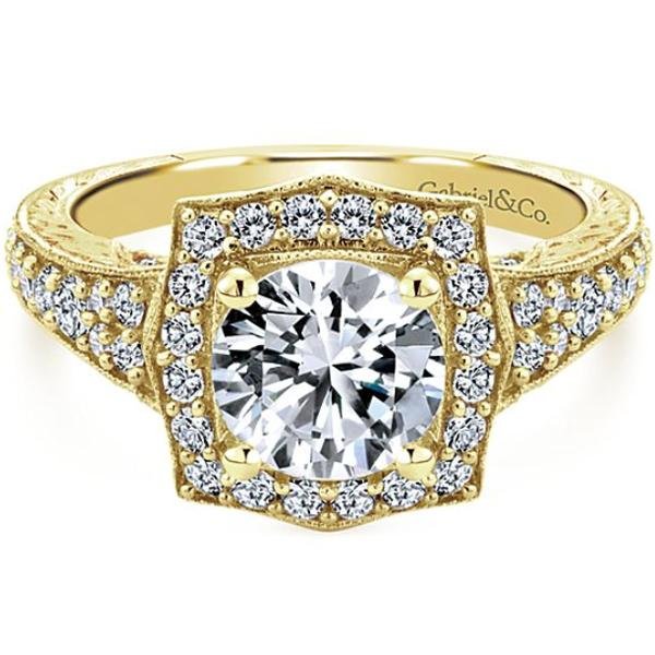 Gabriel "Theresa" Vintage Style Halo Diamond Engagement Ring