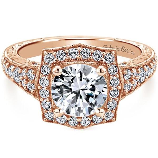 Gabriel "Theresa" Vintage Style Halo Diamond Engagement Ring