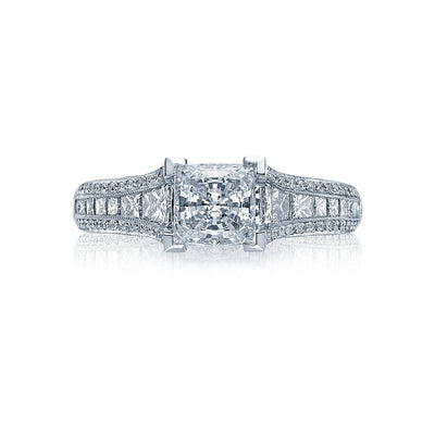 Tacori 18k White Gold Classic Crescent Princess Diamond Engagement Ring Setting (1.38 CTW)