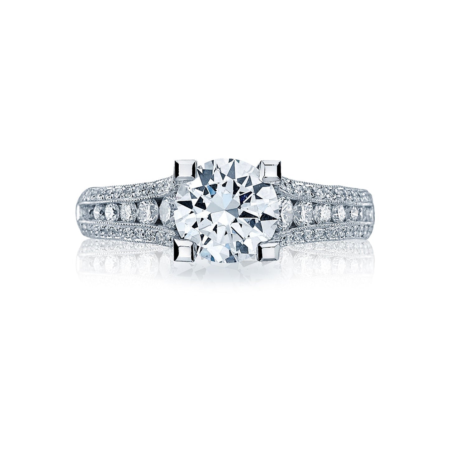 Tacori 18k White Gold Classic Crescent Round Diamond Engagement Ring Setting (0.7 CTW)