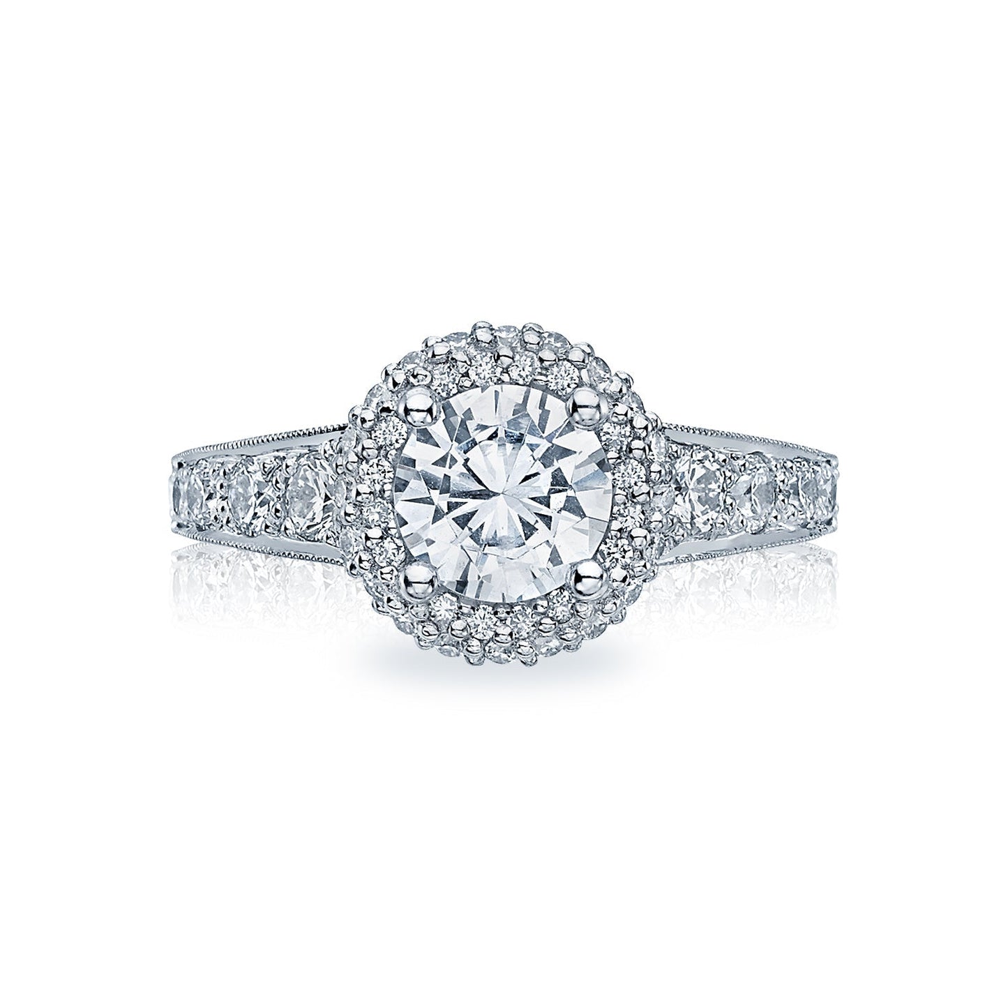 Tacori 18k White Gold Blooming Beauties White Gold Round Diamond Engagement Ring Setting (0.81 CTW)