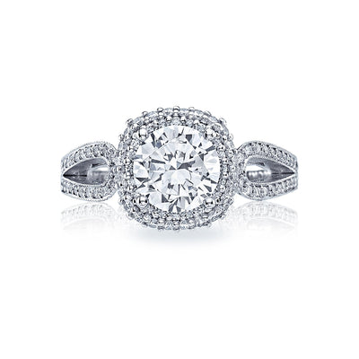 Tacori 18k White Gold Blooming Beauties White Gold Round Diamond Engagement Ring Setting (0.59 CTW)