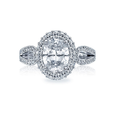 Tacori 18k White Gold Blooming Beauties White Gold Oval Diamond Engagement Ring Setting (0.71 CTW)