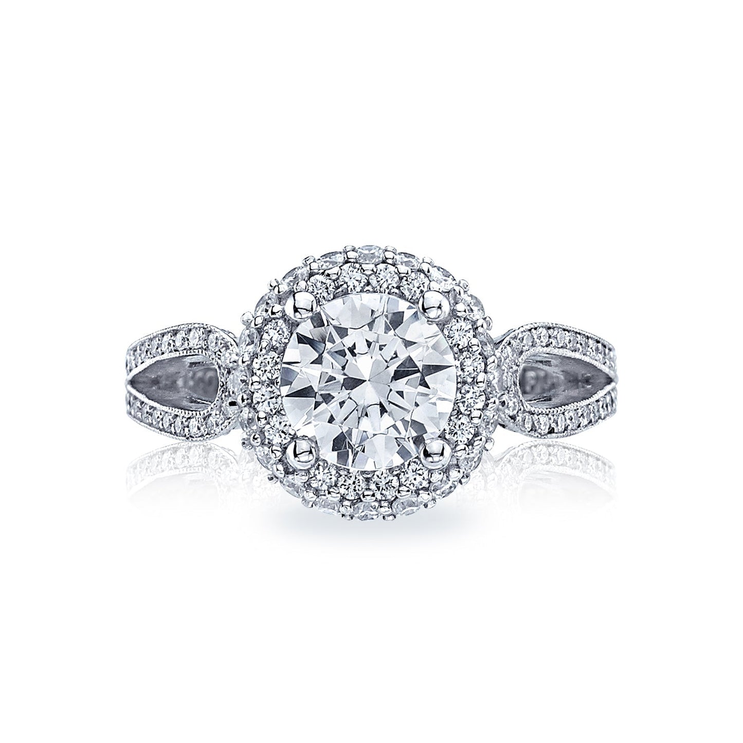 Tacori 18k White Gold Blooming Beauties White Gold Round Diamond Engagement Ring Setting (0.72 CTW)