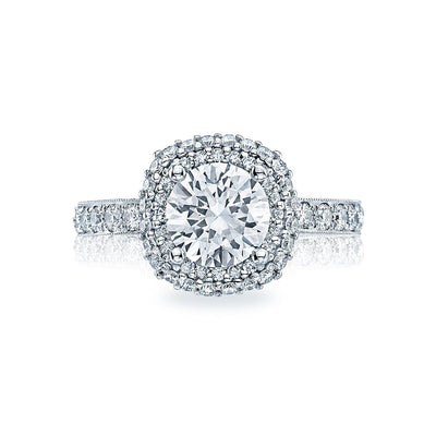 Tacori 18k White Gold Blooming Beauties White Gold Round Diamond Engagement Ring Setting (0.78 CTW)