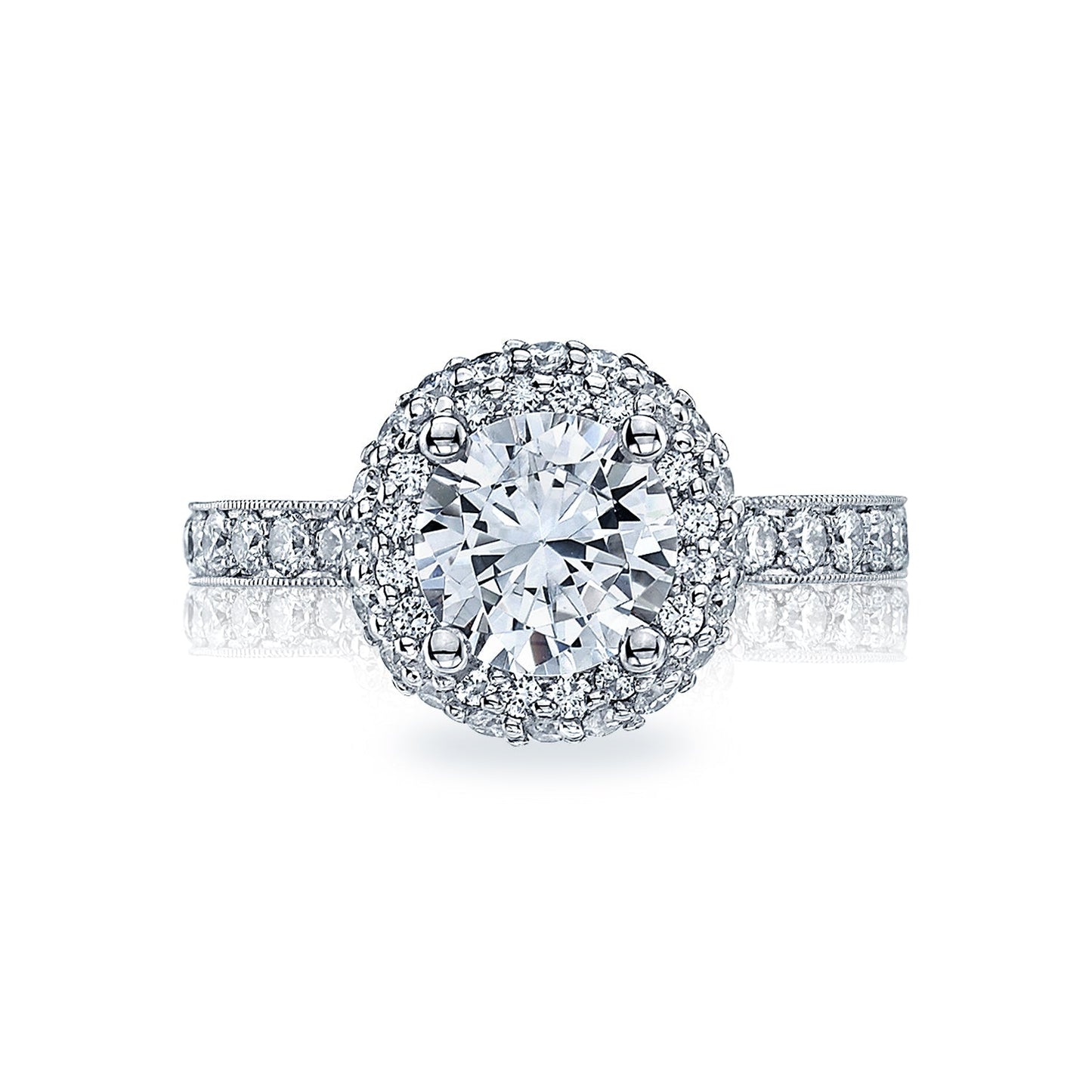 Tacori 18k White Gold Blooming Beauties Round Diamond Engagement Ring Setting (0.9 CTW)