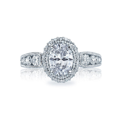 Tacori 18k White Gold Blooming Beauties White Gold Oval Diamond Engagement Ring Setting (1.06 CTW)