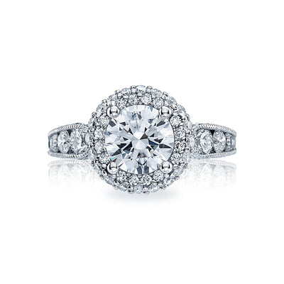 Tacori 18k White Gold Blooming Beauties Round Diamond Engagement Ring Setting (1.19 CTW)