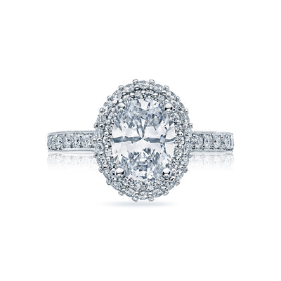 Tacori 18k white Gold Blooming Beauties White Gold Oval Diamond Engagement Ring Setting (0.78 CTW)