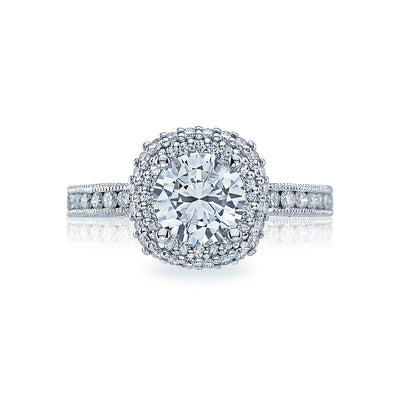 Tacori 18k White Gold Blooming Beauties Round Diamond Engagement Ring Setting (0.67 CTW)