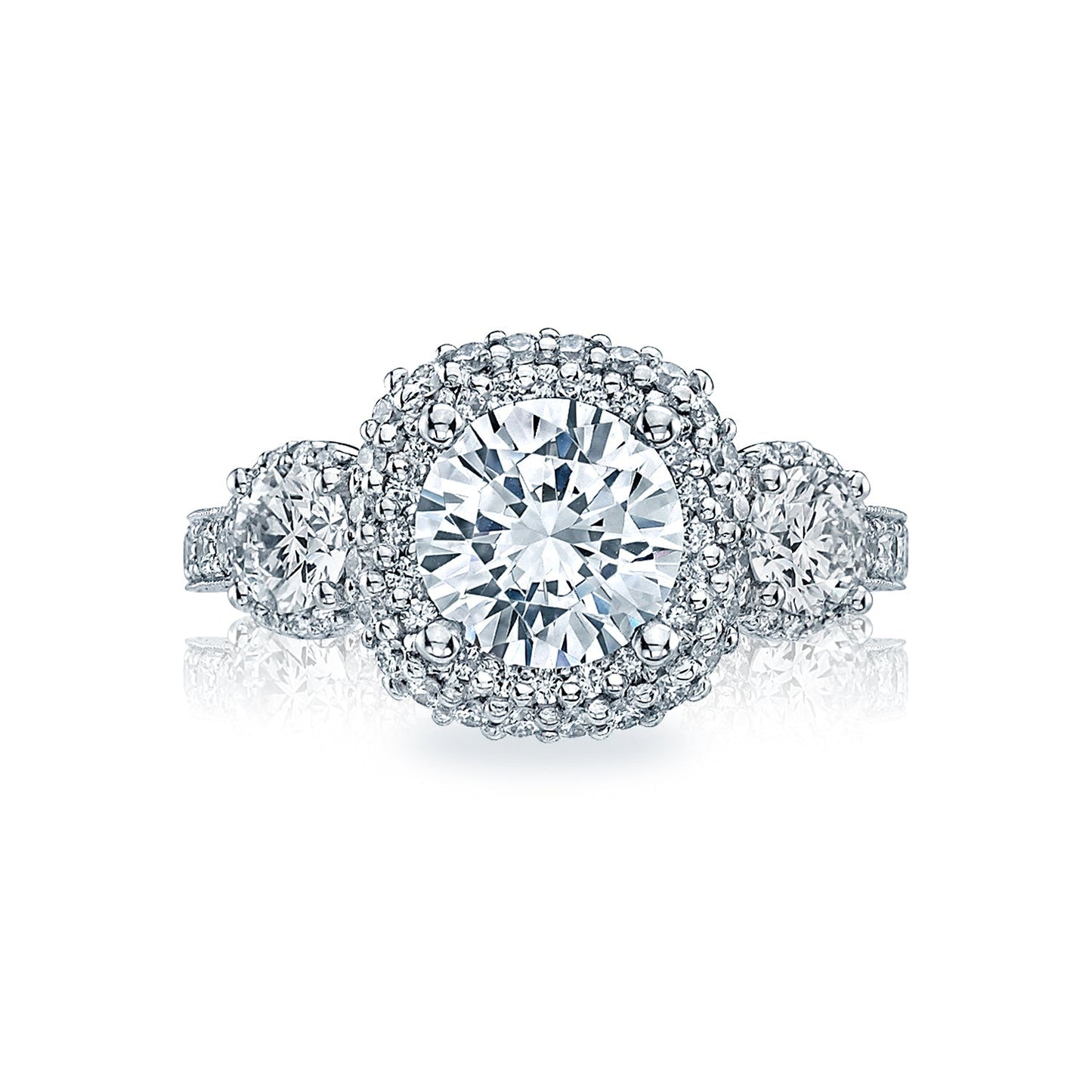 Tacori 18k White Gold Blooming Beauties Round Diamond Engagement Ring Setting (1.27 CTW)