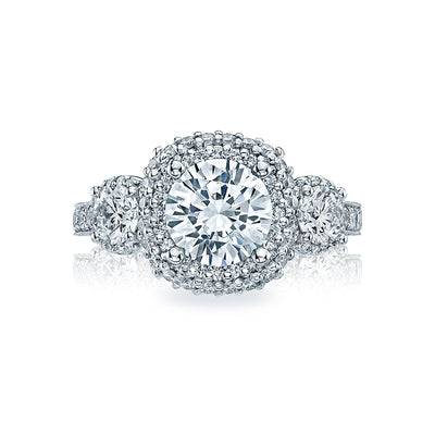 Tacori 18k White Gold Blooming Beauties Round Diamond Engagement Ring Setting (1.27 CTW)