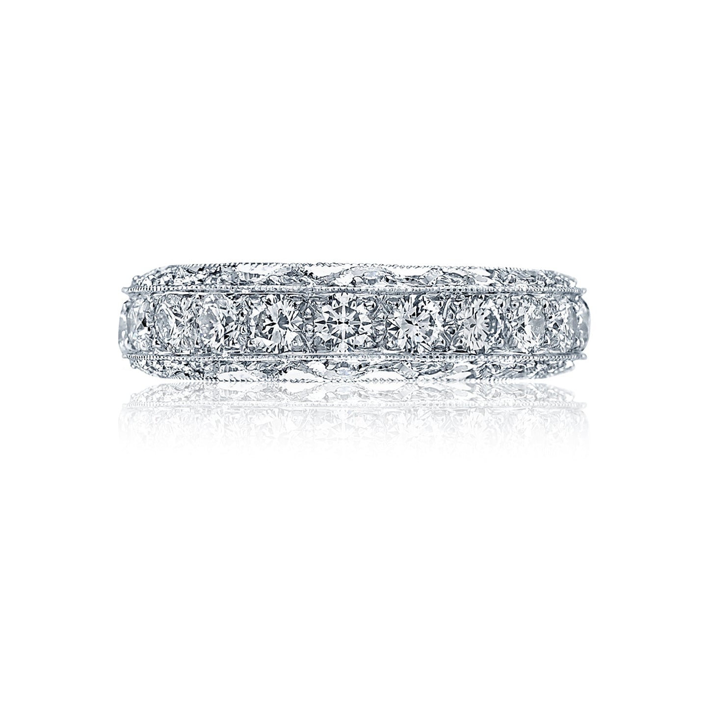 Tacori 18k White Gold Classic Crescent Diamond Wedding Band (2 CTW)