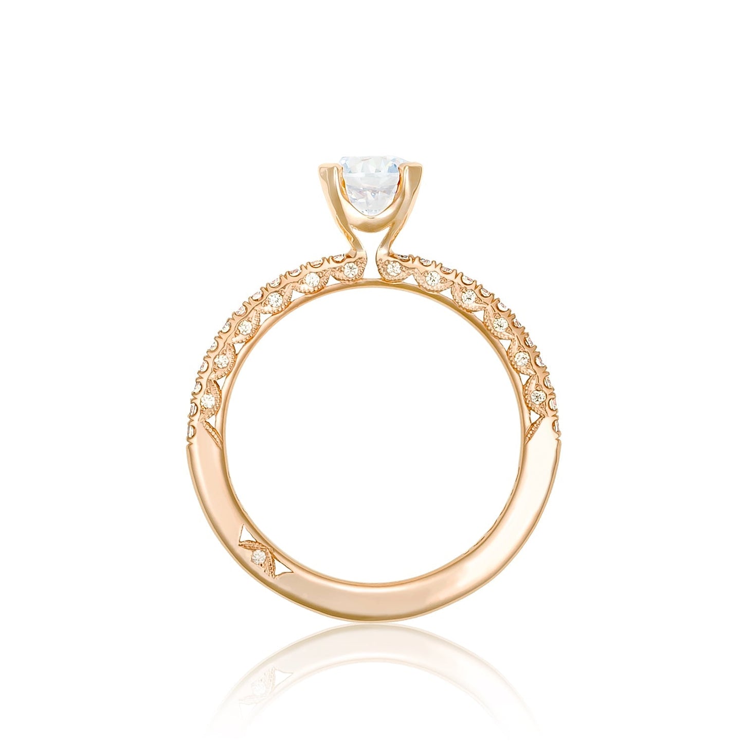 Tacori 18k Rose Gold Petite Crescent Round Diamond Engagement Ring Setting (0.23 CTW)