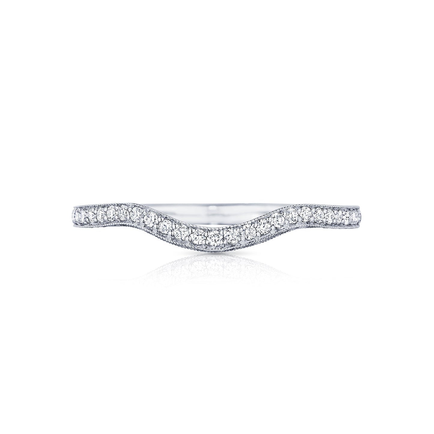 Tacori 18k White Gold Petite Crescent Diamond Wedding Band (0.2 CTW)