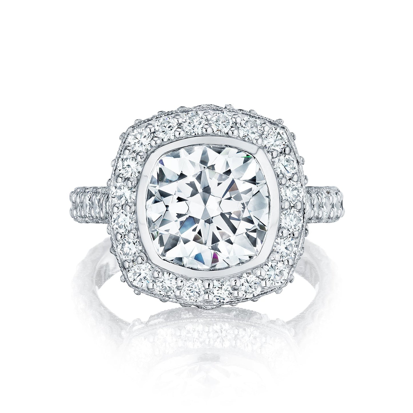 Tacori Platinum RoyalT Cushion Diamond Engagement Ring Setting (1.63 CTW)