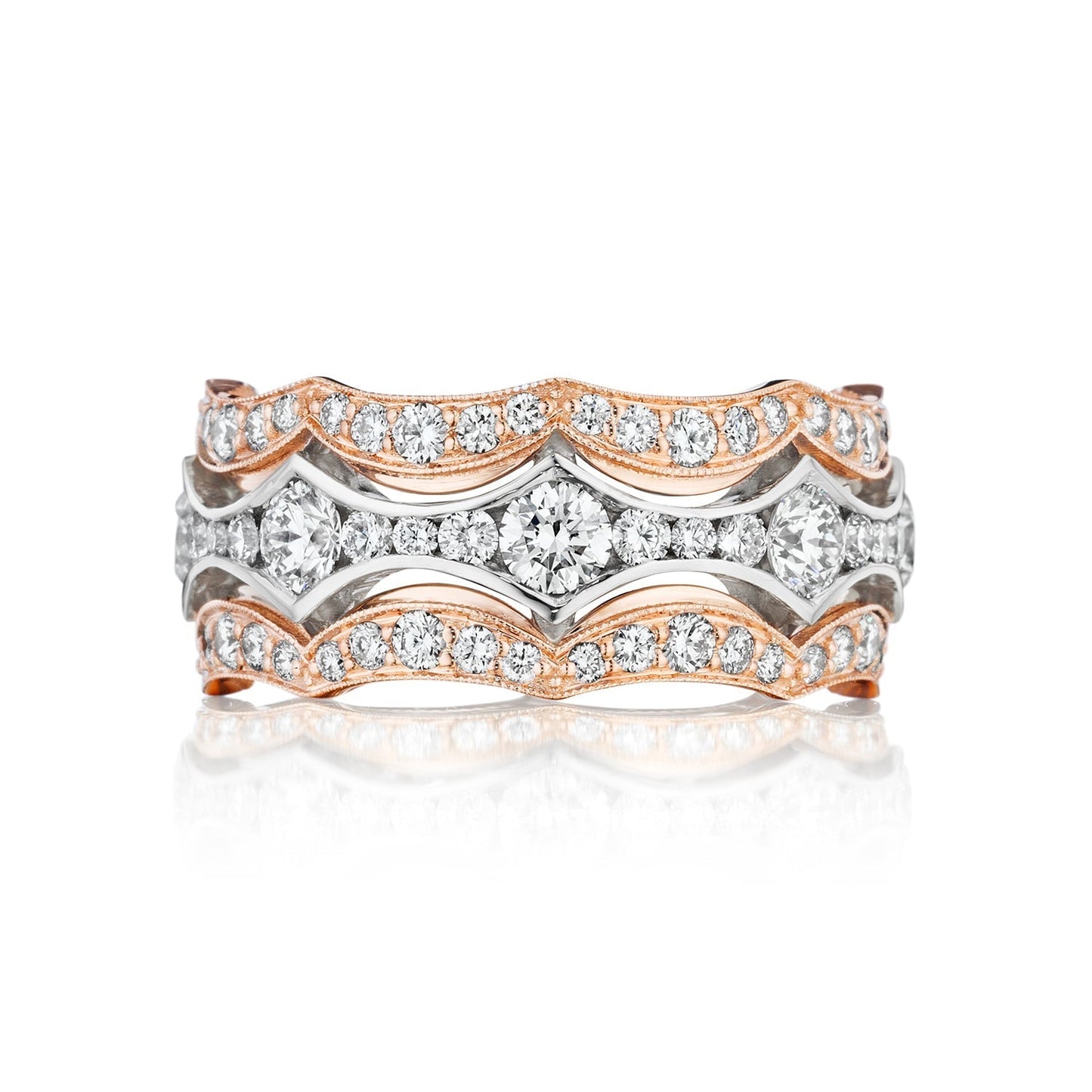 Tacori Adoration 18k White & Rose Gold Diamond Wedding Band (2.53 CTW)