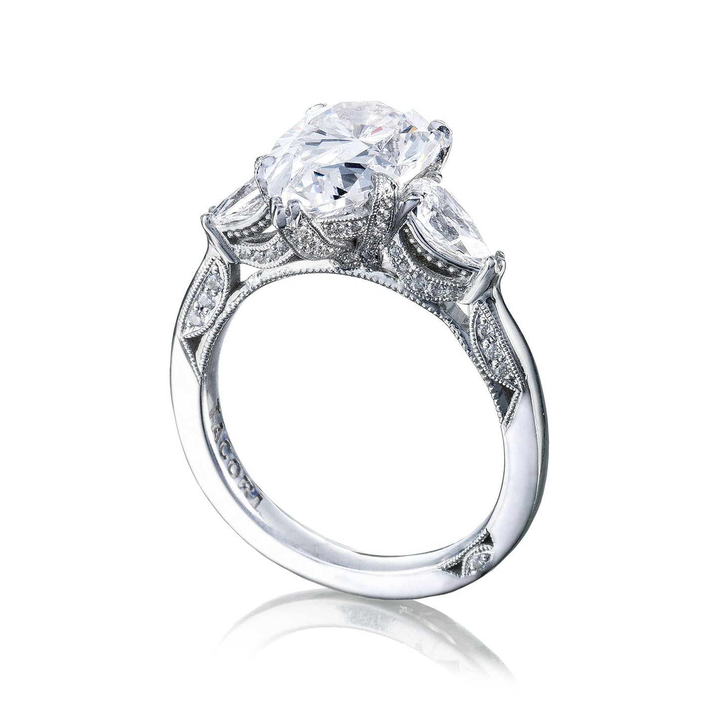 Tacori Platinum RoyalT Pear Diamond Engagement Ring Setting (0.92CTW)