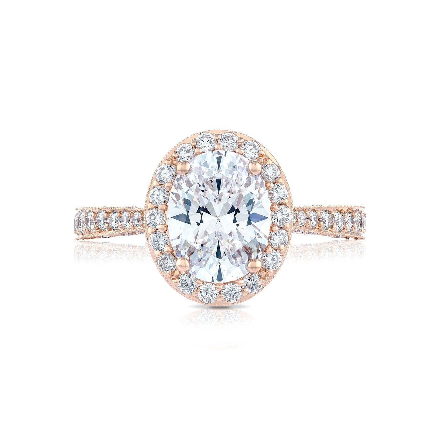 Tacori 18k Rose Gold RoyalT Oval Diamond Engagement Ring Setting (0.96 CTW)